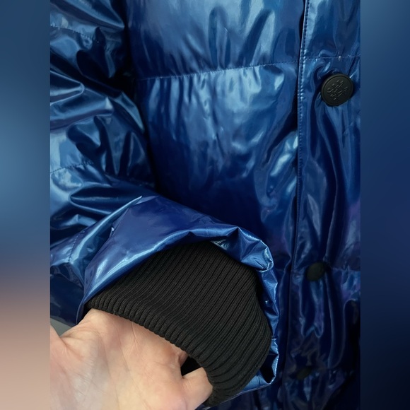 New Mr & Mrs Italy Metallic Blue Padded Rain Coat Size Medium - Picture 8 of 14